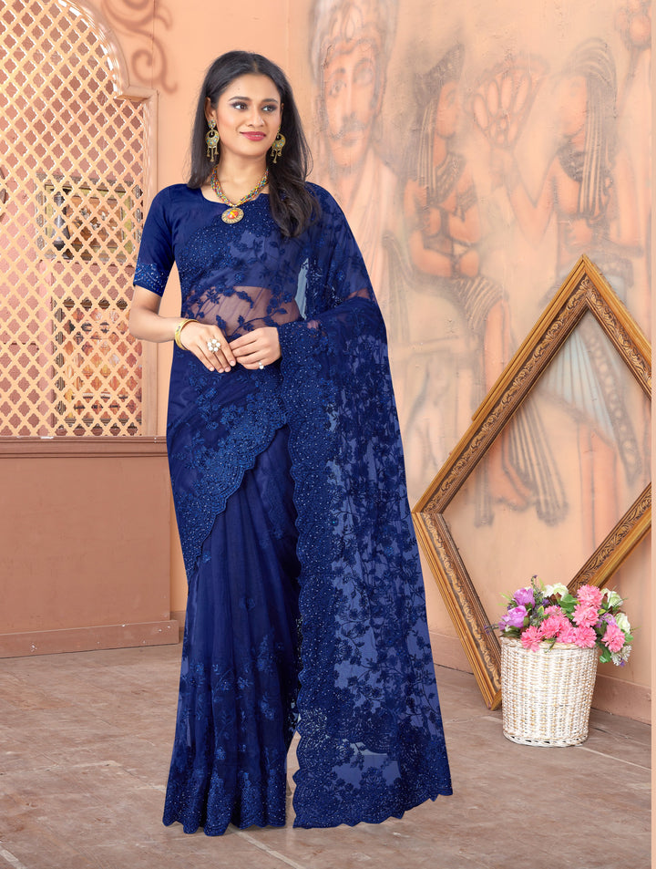 Radiant Net Saree with | A Graceful Addition to Your Wardrobe