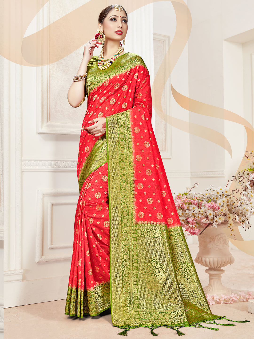 Banarasi Silk Saree with Designer Blouse | Elegant Woven Design for Occasions