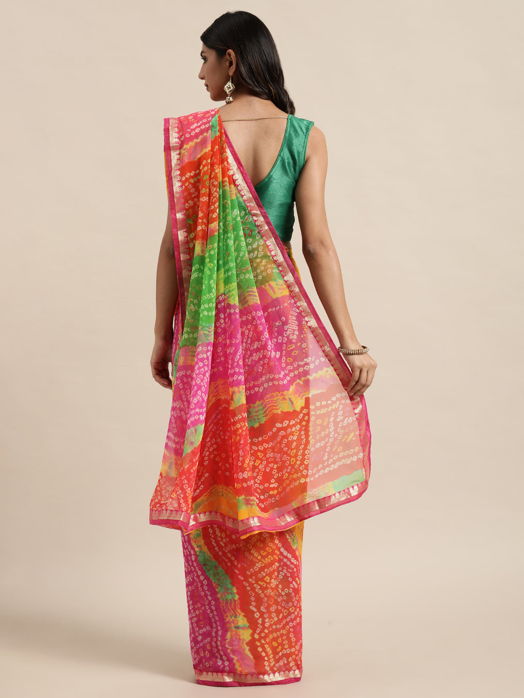 Georgette Saree with Printed Art-Silk Blouse | Traditional Wedding Wear