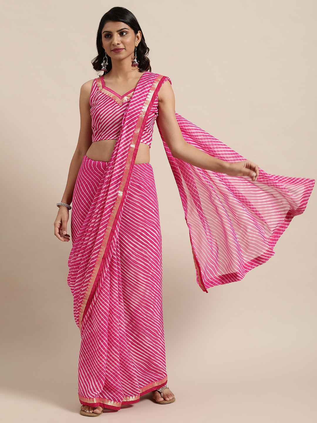 Leheriya-Printed Georgette Saree | Elegant Fabric for Special Events