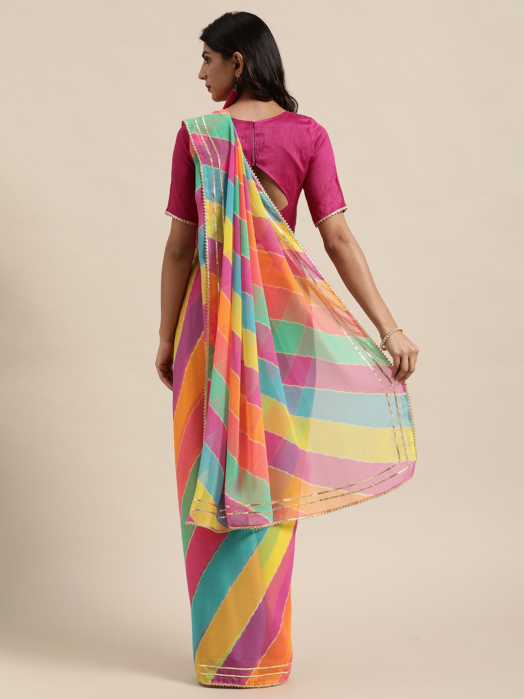 Georgette Printed Saree for Special Events | Art-Silk Blouse Included