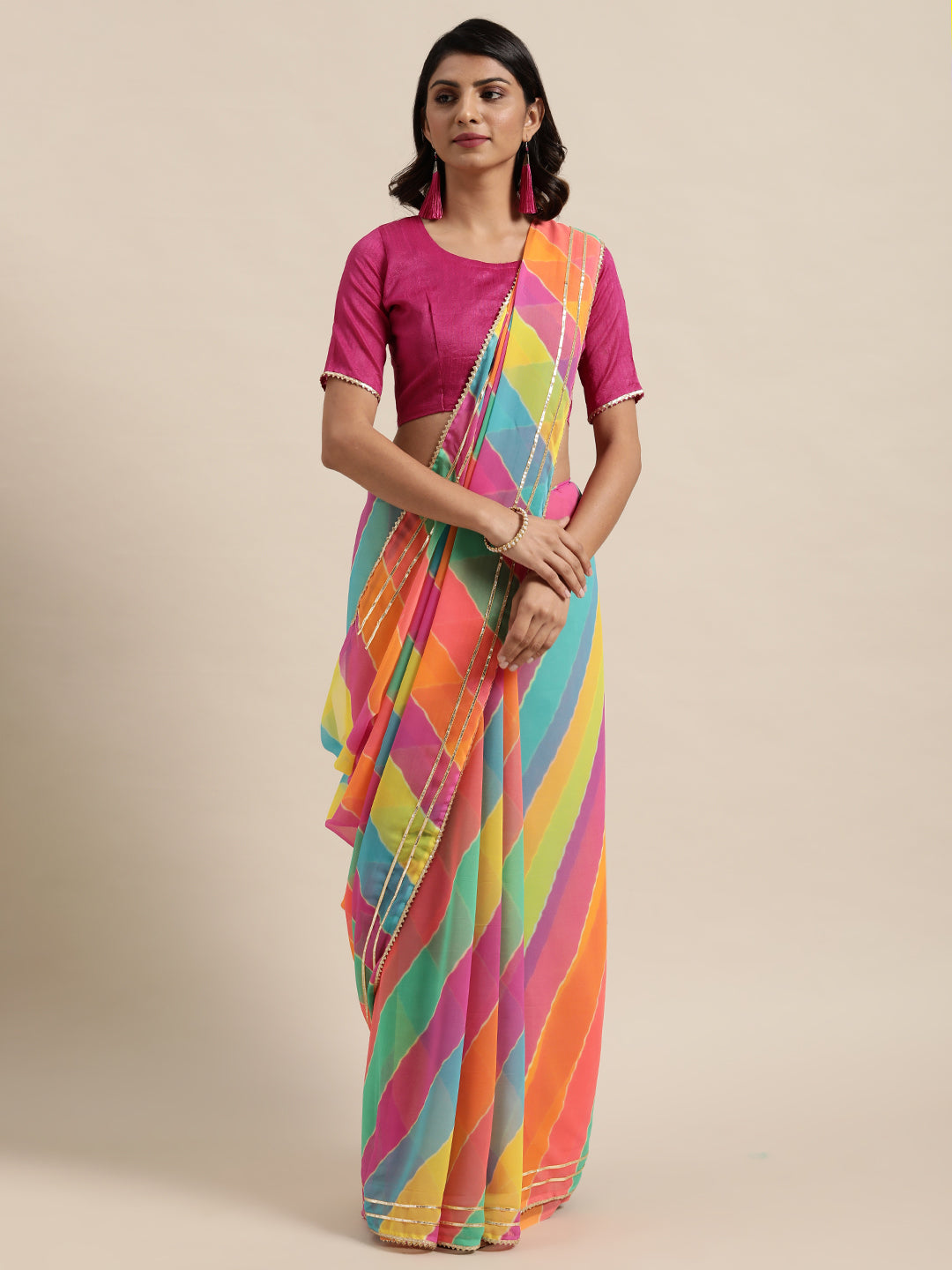 Georgette Printed Saree for Special Events | Art-Silk Blouse Included