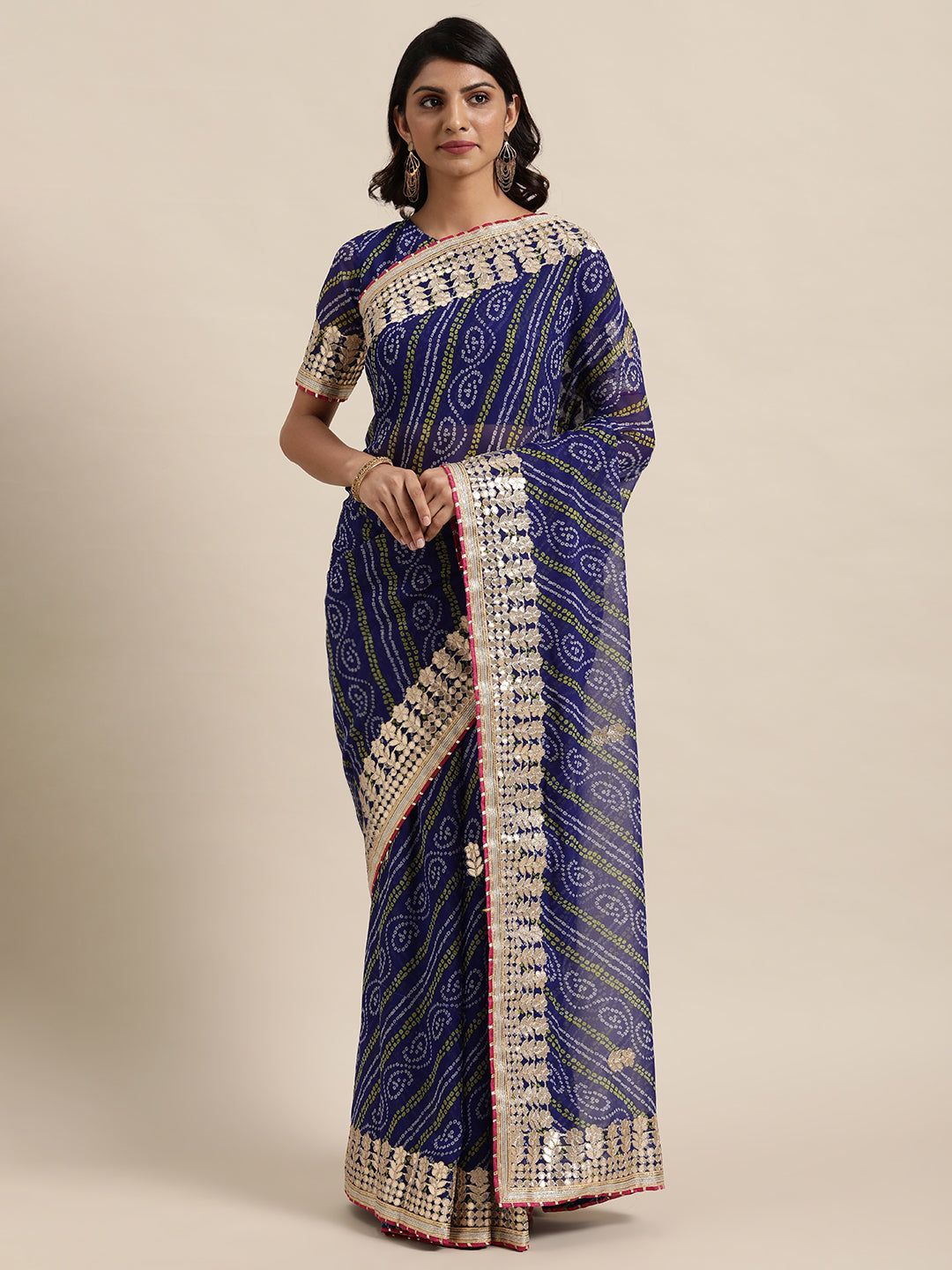 Georgette Printed Saree with Gota-Patti | Perfect for Weddings & Festivals