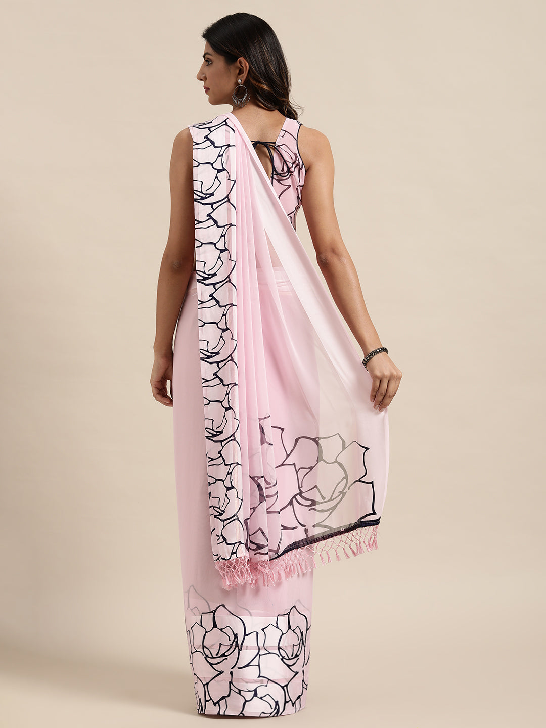 Printed Georgette Saree with Wevon-Patta | Perfect for Weddings & Festivities