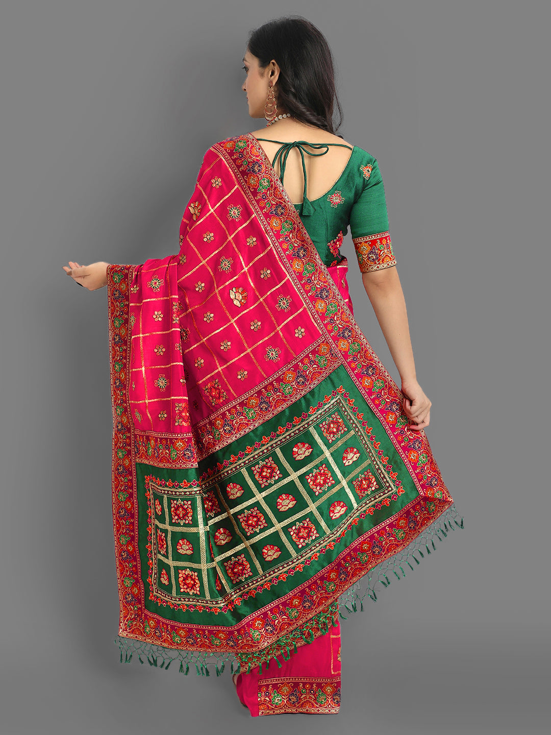 Vichitra Silk Saree with Thread and Diamond Embroidery | Festive Elegance