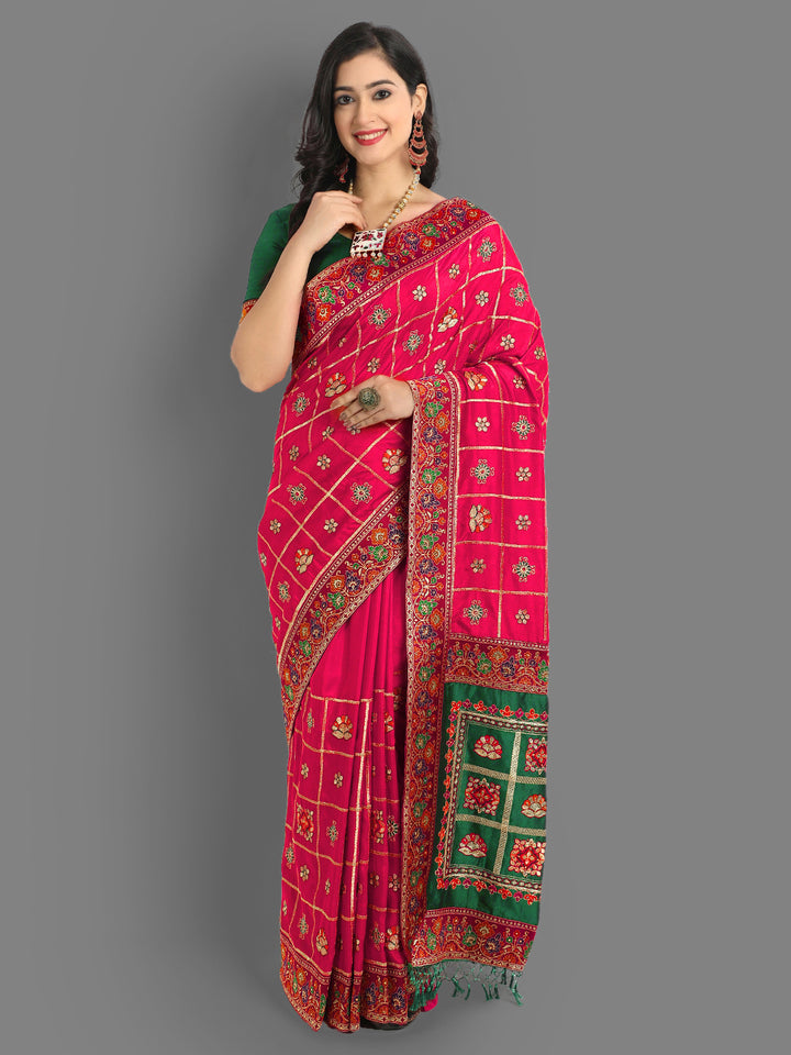 Vichitra Silk Saree with Thread and Diamond Embroidery | Festive Elegance