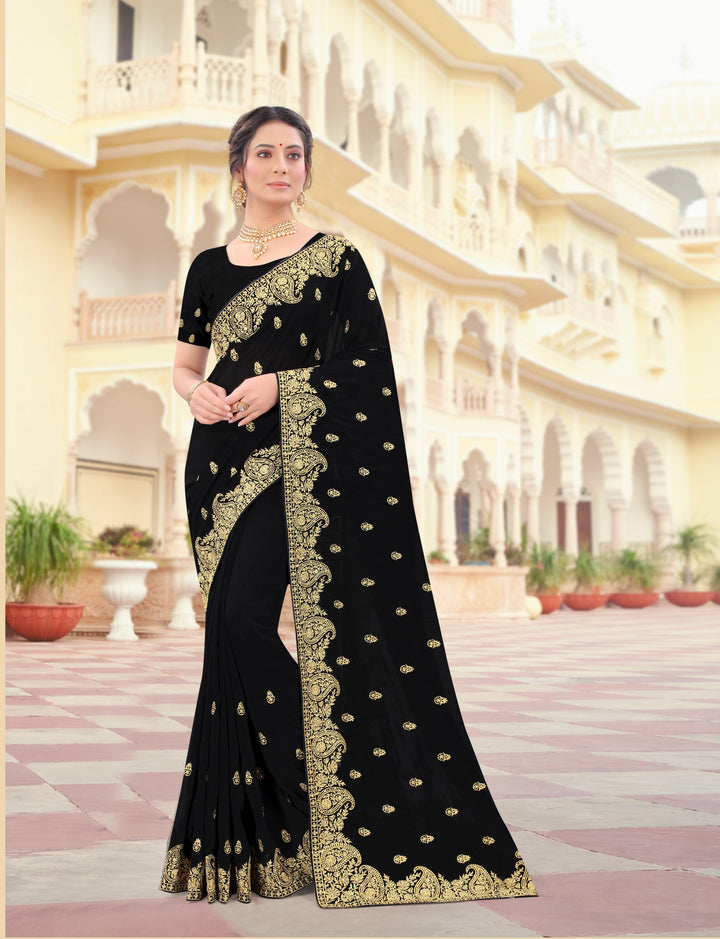 Vichitra Silk Saree | Jari & Stone Embroidery | Special Event & Festive