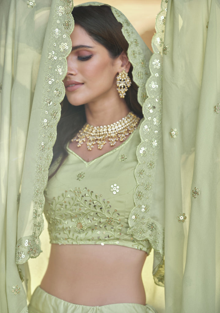 Beautiful Pista Georgette Lehenga with Pista Dupatta | A Stylish and Sophisticated Choice