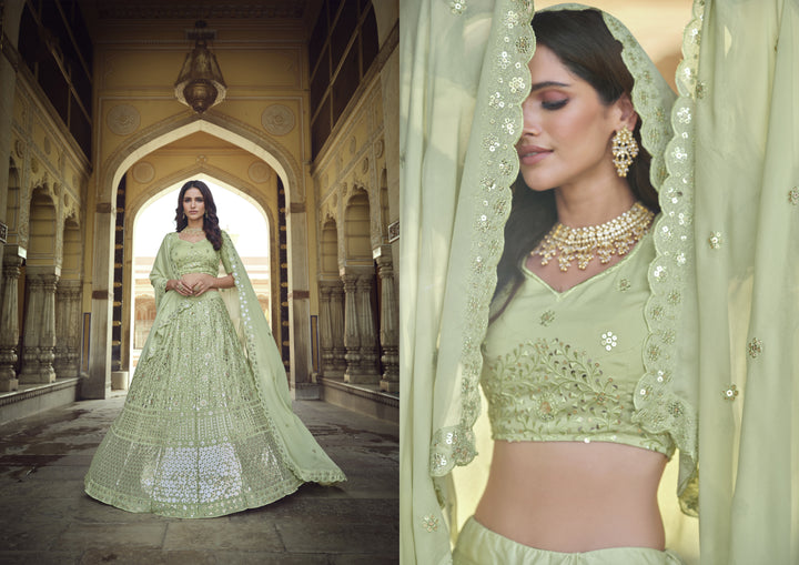 Beautiful Pista Georgette Lehenga with Pista Dupatta | A Stylish and Sophisticated Choice