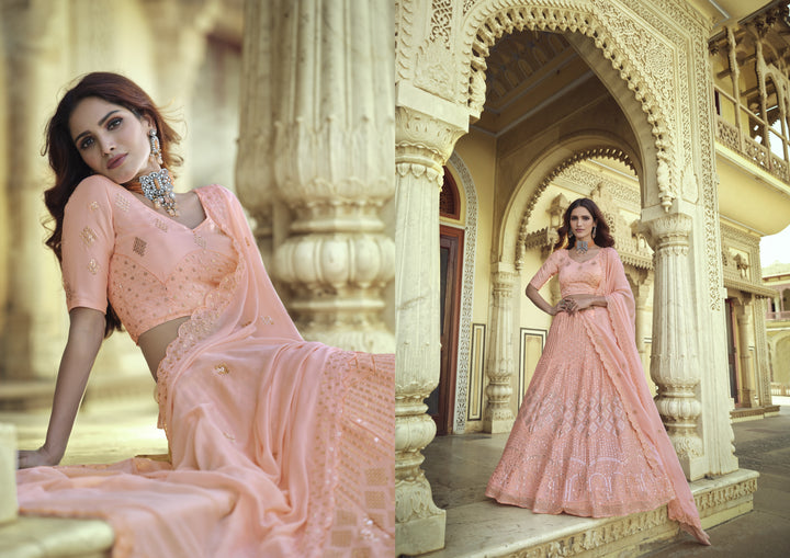 Gorgeous Pink Georgette Lehenga with Pink Dupatta | A Graceful Addition to Your Wardrobe