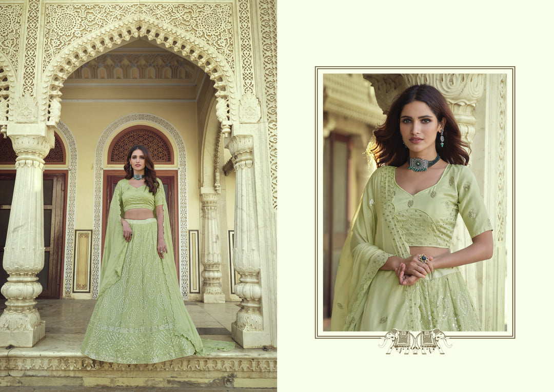 Exquisite Pista Georgette Lehenga with Pista Dupatta | Perfect for Weddings and Celebrations