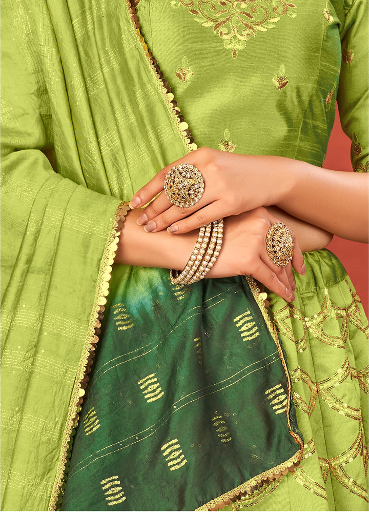 Exquisite Pista Art Silk Lehenga Choli with Pista Dupatta | A Captivating Traditional Ensemble