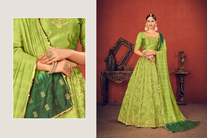 Exquisite Pista Art Silk Lehenga Choli with Pista Dupatta | A Captivating Traditional Ensemble