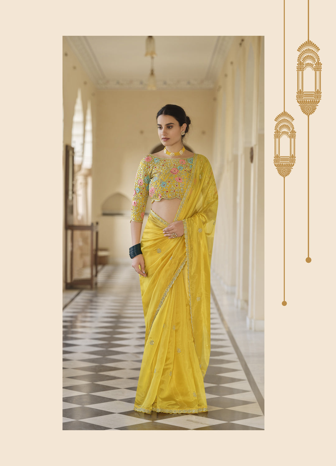 Heavy Sequined Organza Saree with Soft-Net Blouse | Perfect for Weddings & Festivals