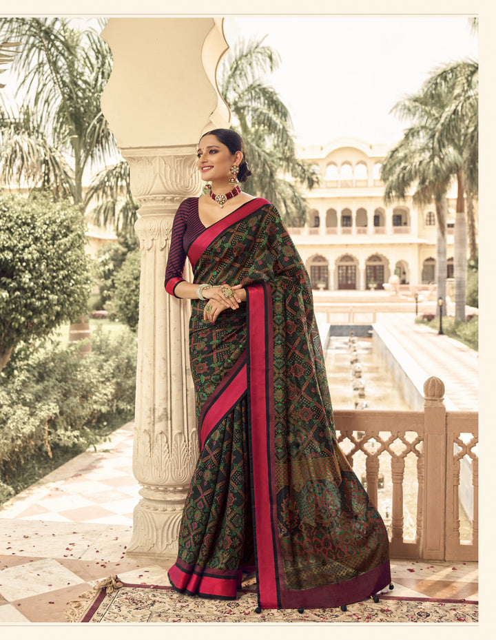 Brasso Saree with Art-Silk Blouse | Designer Wevon Work for Festive Events