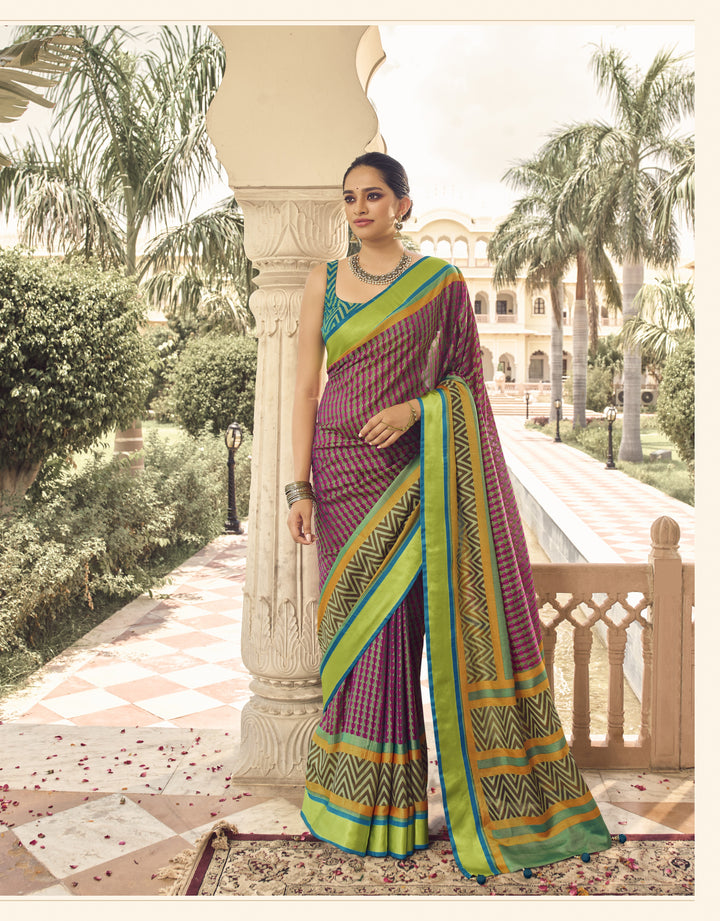 Designer Brasso Saree with Art-Silk Blouse | Bandhani Printed for Festive Events