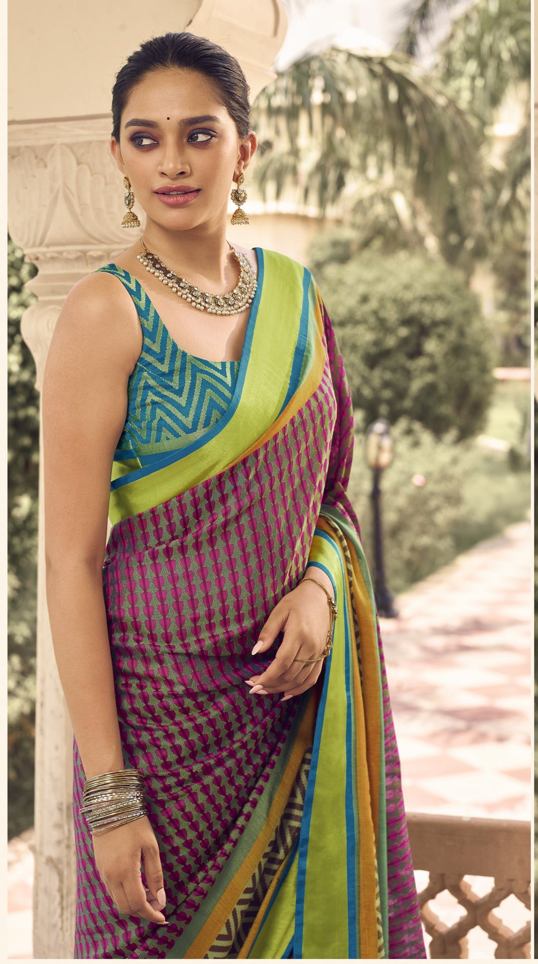 Designer Brasso Saree with Art-Silk Blouse | Bandhani Printed for Festive Events