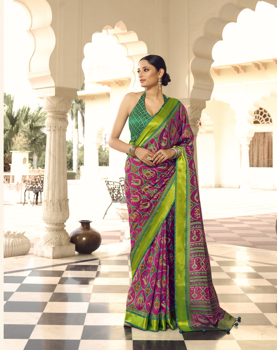 Designer Brasso Saree with Art-Silk Blouse | Bandhani Printed for Weddings