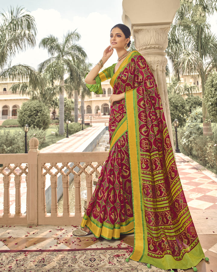 Designer Brasso Saree with Art-Silk Blouse | Bandhani Printed for Weddings