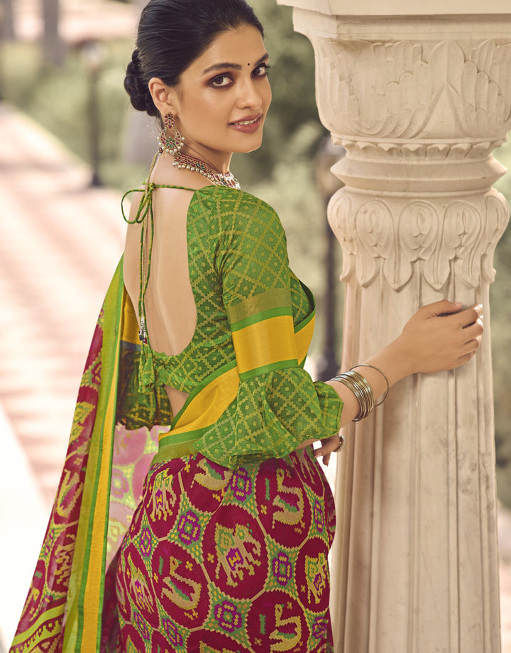 Designer Brasso Saree with Art-Silk Blouse | Bandhani Printed for Weddings