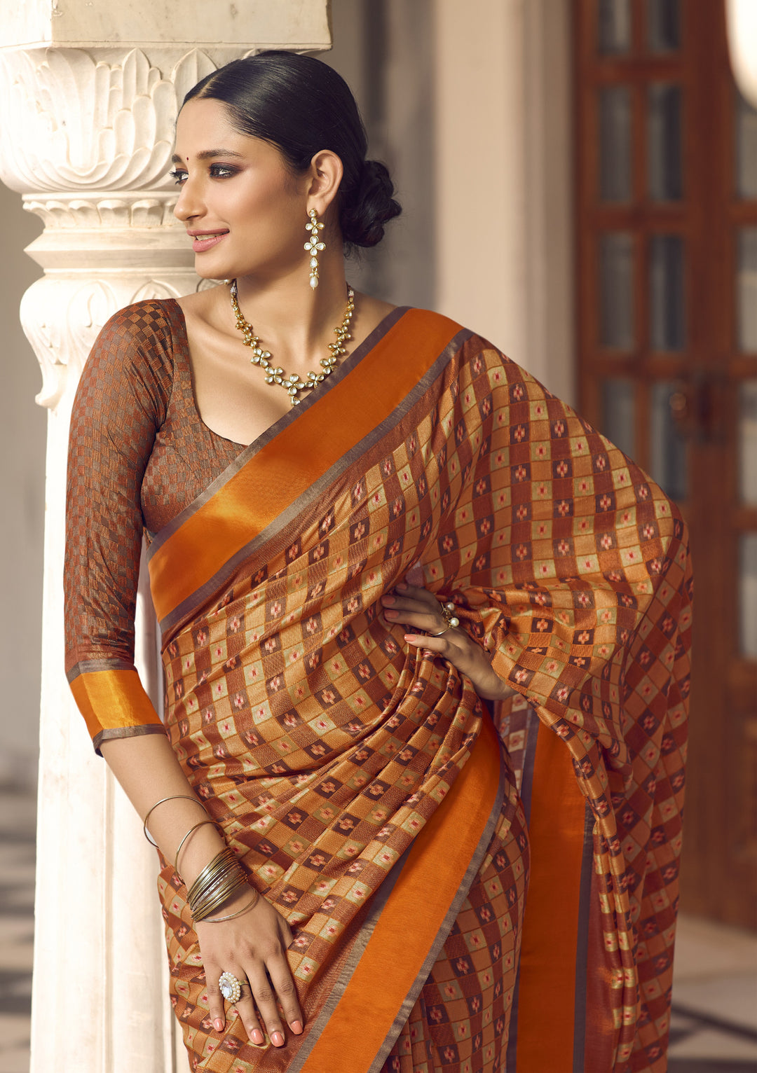 Brasso Saree with Art-Silk Blouse | Bandhani Print for Festive Occasions