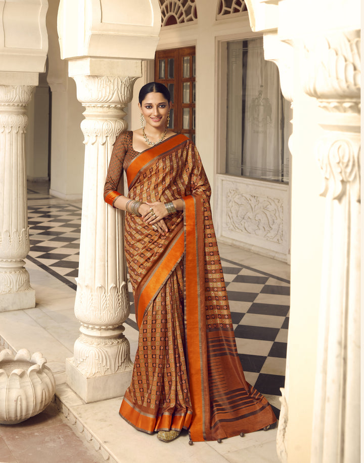 Brasso Saree with Art-Silk Blouse | Bandhani Print for Festive Occasions