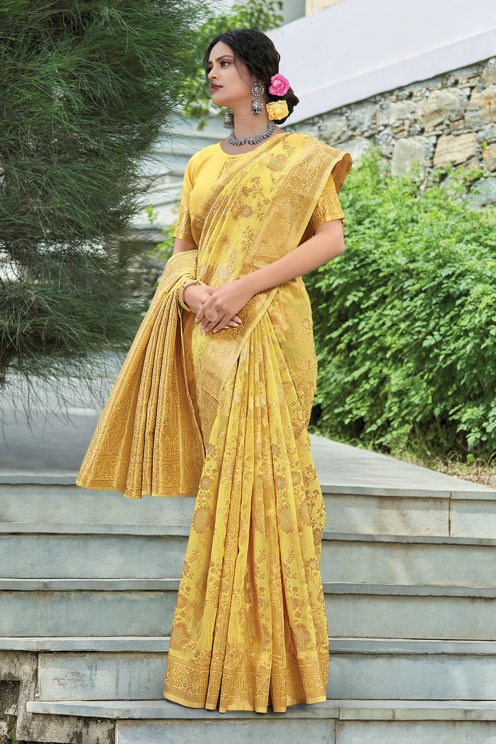 Traditional Saree | Linen Saree with Wevon Pallu Border Designer Work