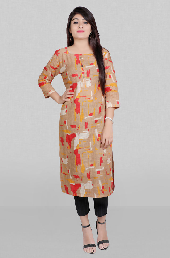 Stylish Peach Kurti | Elegant Cotton with Designer Prints