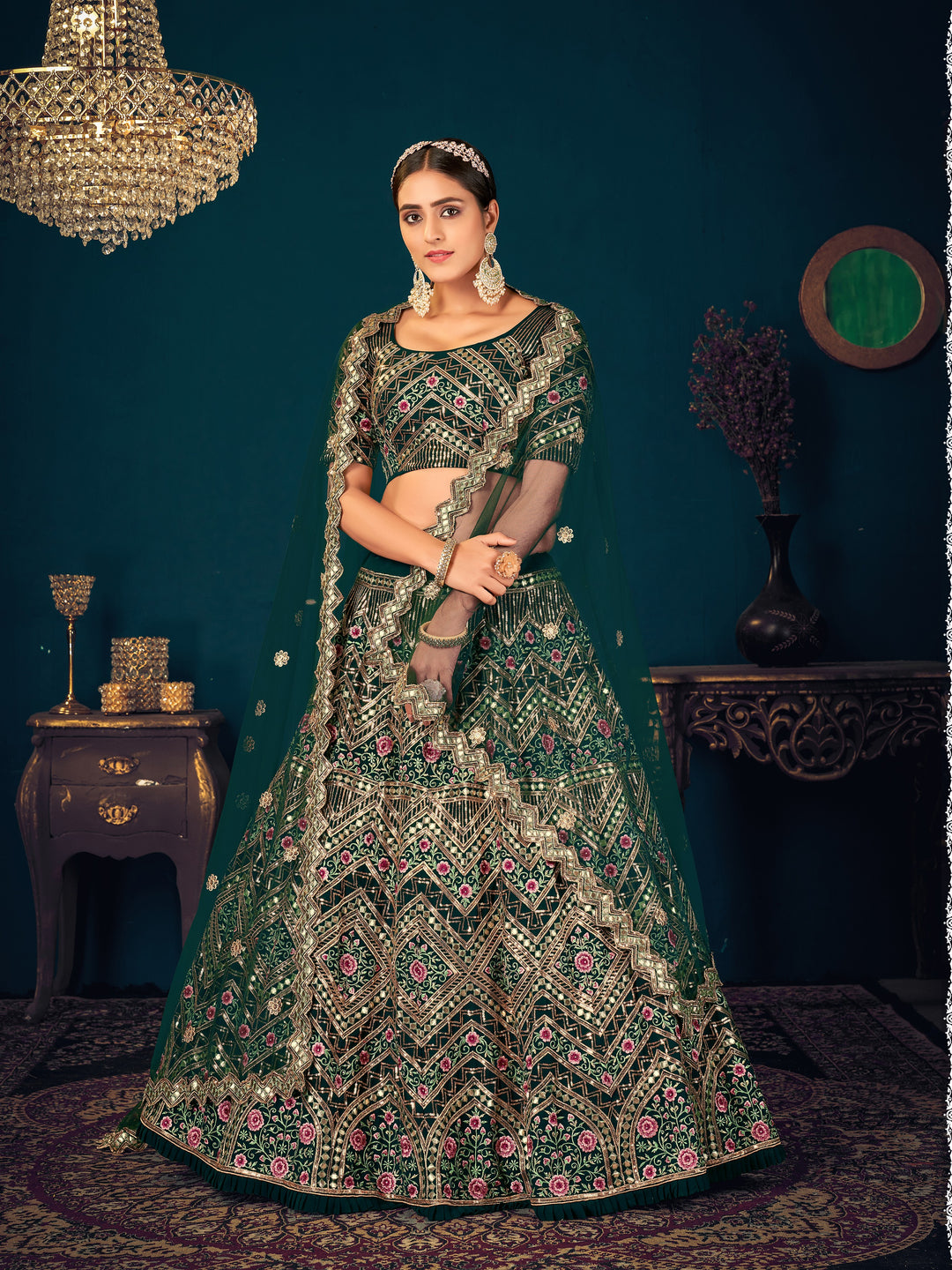 Heavy Designer Green Lehenga Choli | Gota Patti Embroidery & Sequence Work