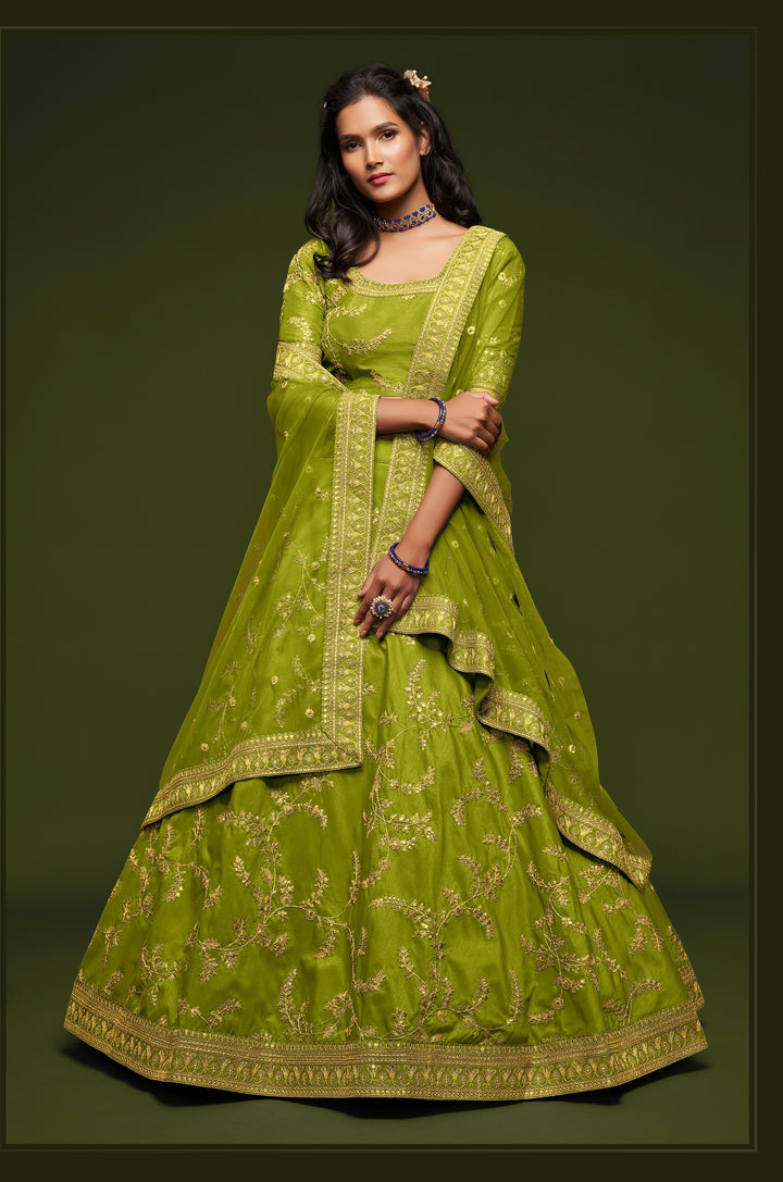 Elegant Art Silk Lehenga Choli | Soft Net Dupatta with Embroidery Work