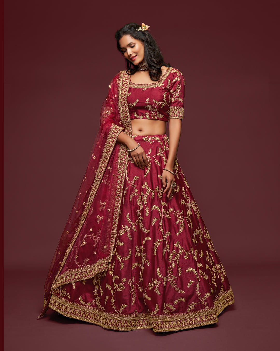 Elegant Art Silk Lehenga Choli | Soft Net Dupatta with Embroidery Work