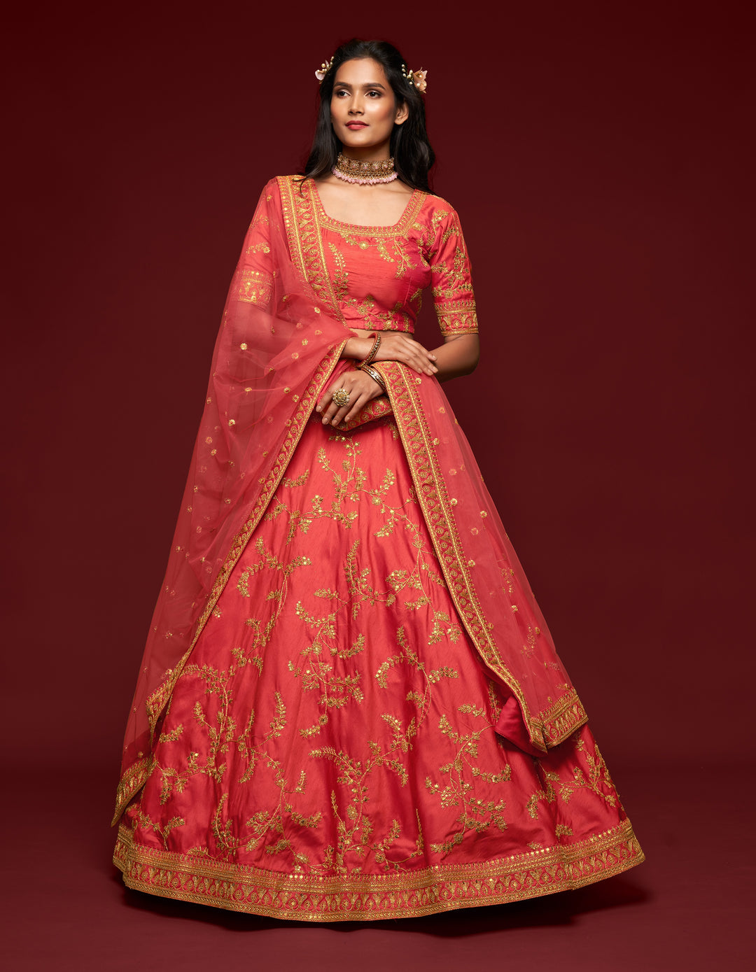 Elegant Art Silk Lehenga Choli | Soft Net Dupatta with Embroidery Work