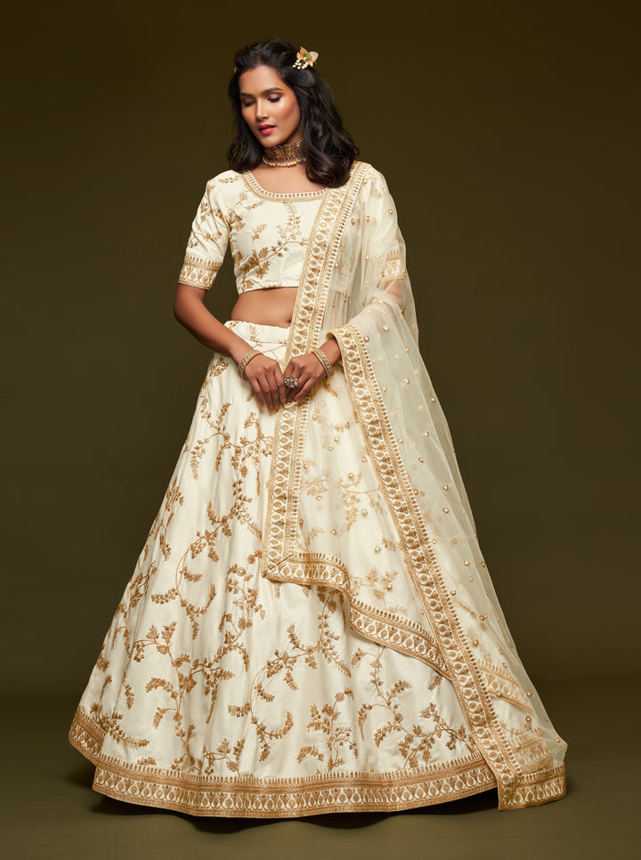 Elegant Art Silk Lehenga Choli | Soft Net Dupatta with Embroidery Work