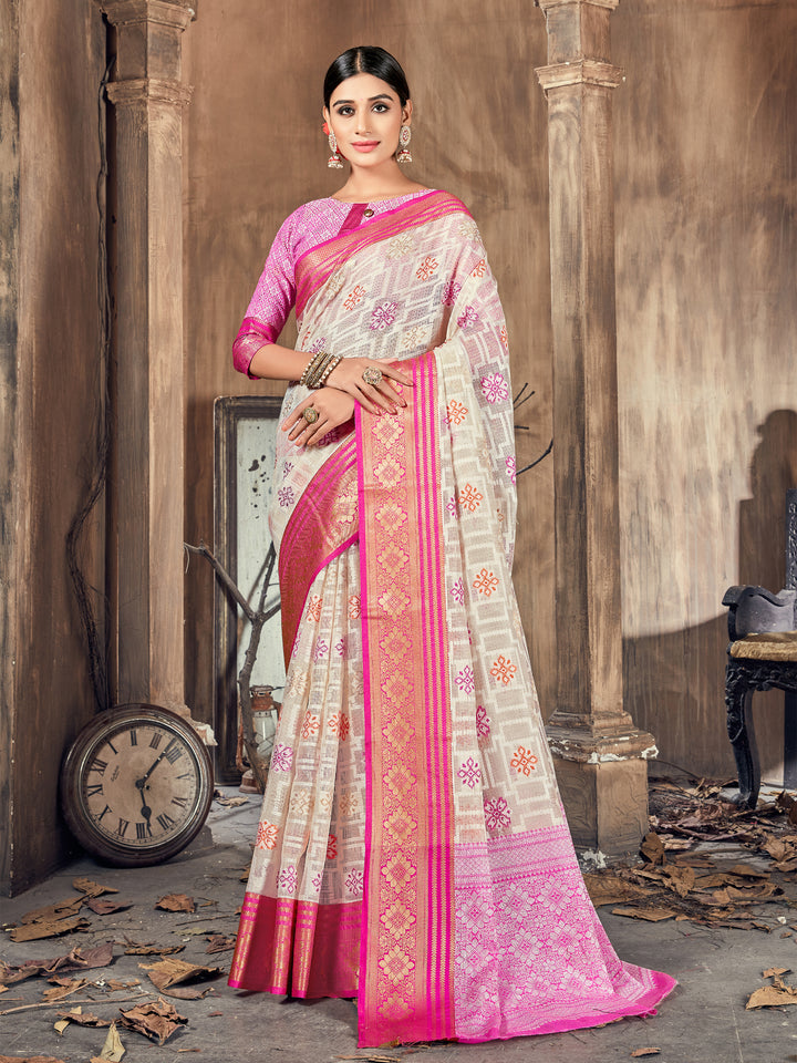 Elegant Silk-Cotton Designer Saree | Heavy Weaving | Traditional Wedding Wear | Party & Pooja Style | Special Occasion Attire