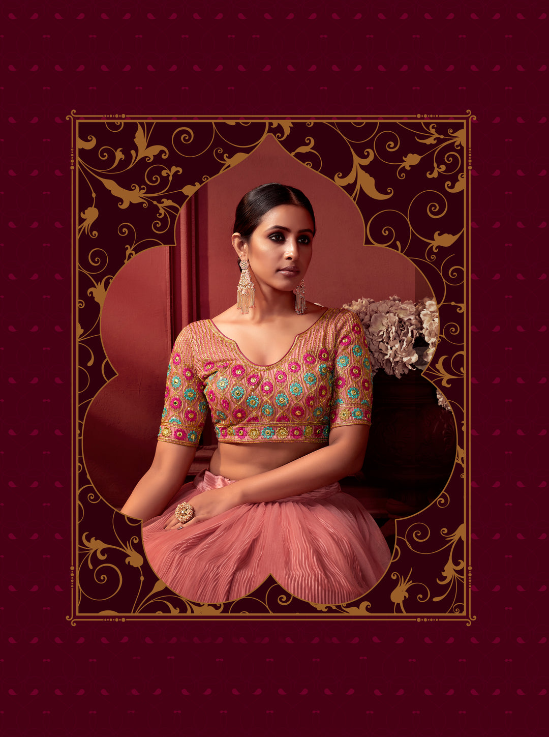 Elegant Net & Satin Lehenga with Zari Embroidery | Perfect for Weddings & Parties