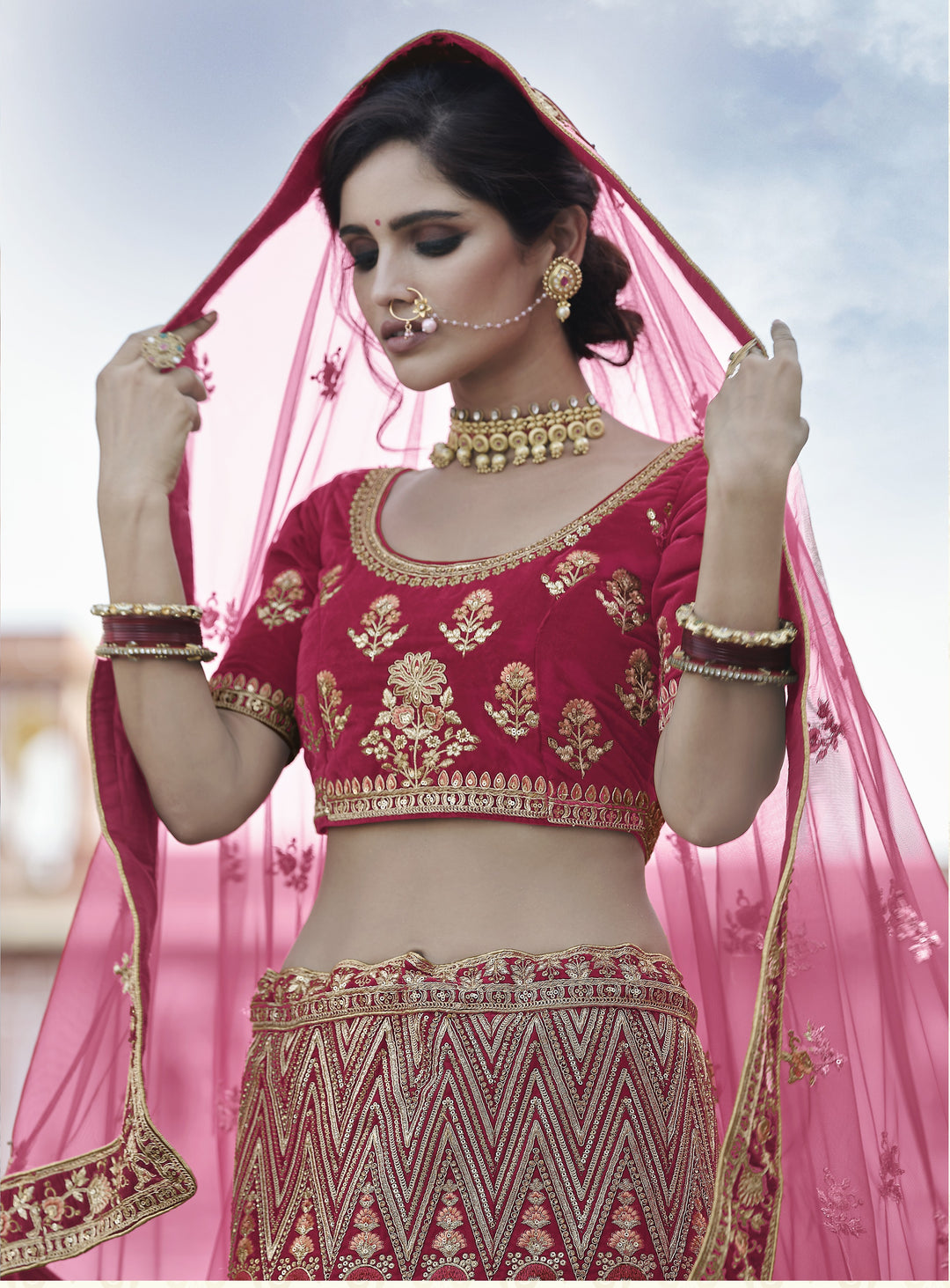 Heavy Embroidery Velvet Lehenga | Perfect for Weddings & Special Events