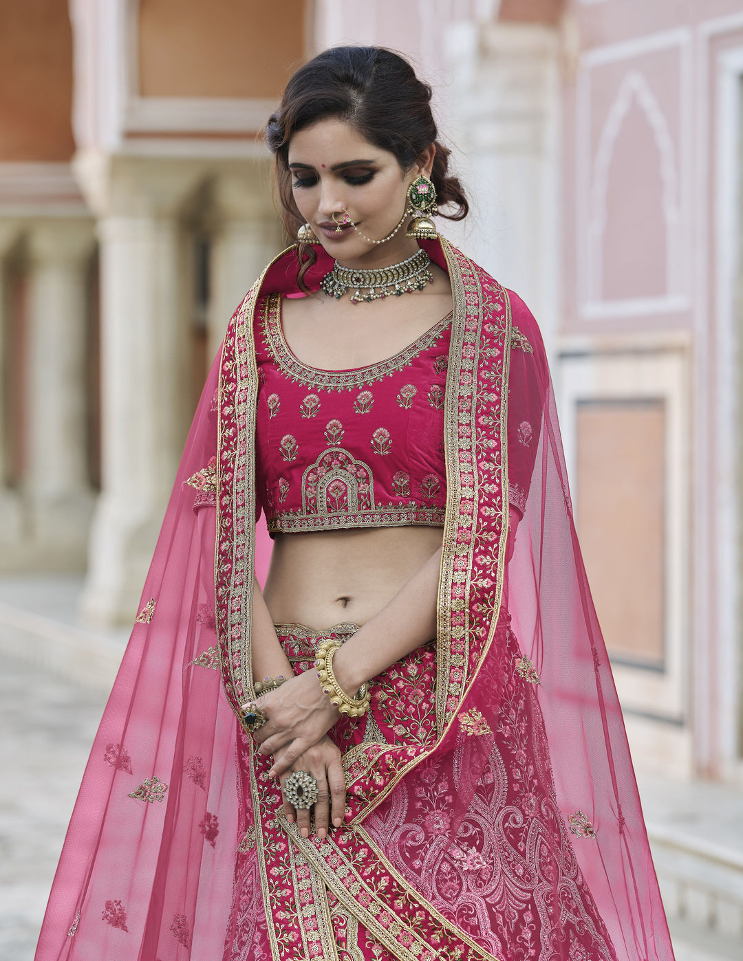 Velvet Heavy Embroidery Lehenga | Bridal Wedding Party Wear Karnataka