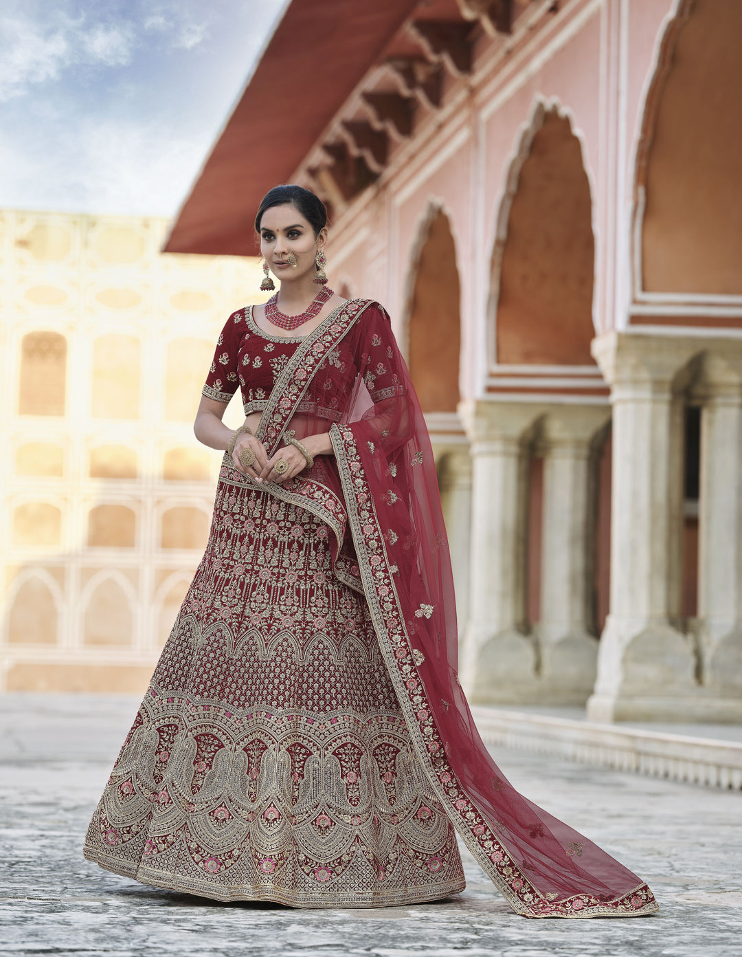 Luxury Velvet Lehenga | Heavy Embroidery & Hand Work for Weddings & Events