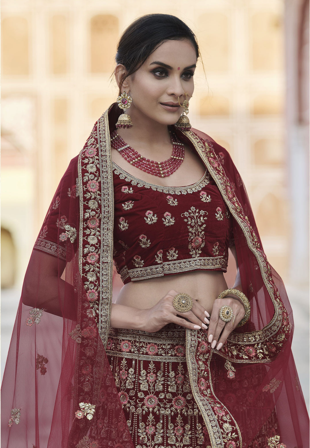 Luxury Velvet Lehenga | Heavy Embroidery & Hand Work for Weddings & Events