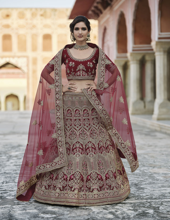 Velvet Heavy Embroidery Lehenga | Perfect for Weddings and Special Events