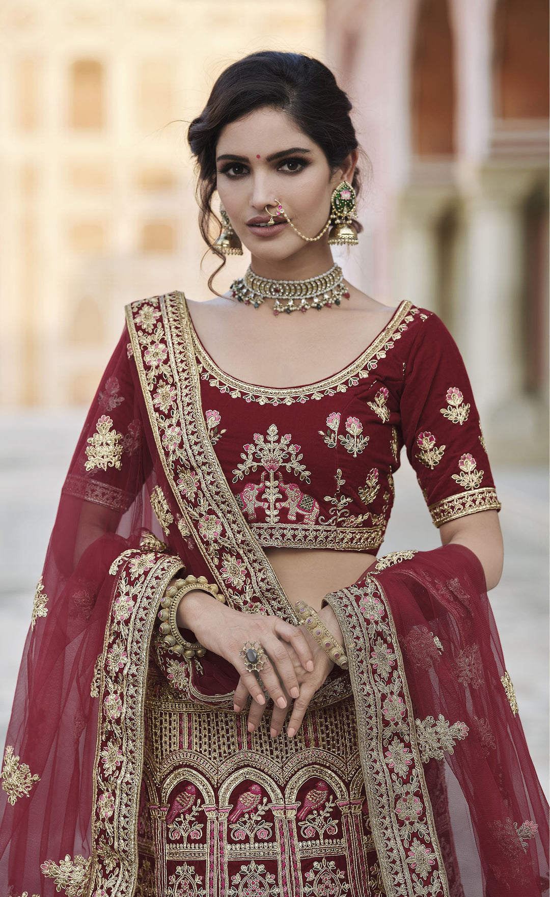 Velvet Heavy Embroidery Lehenga | Perfect for Weddings and Special Events