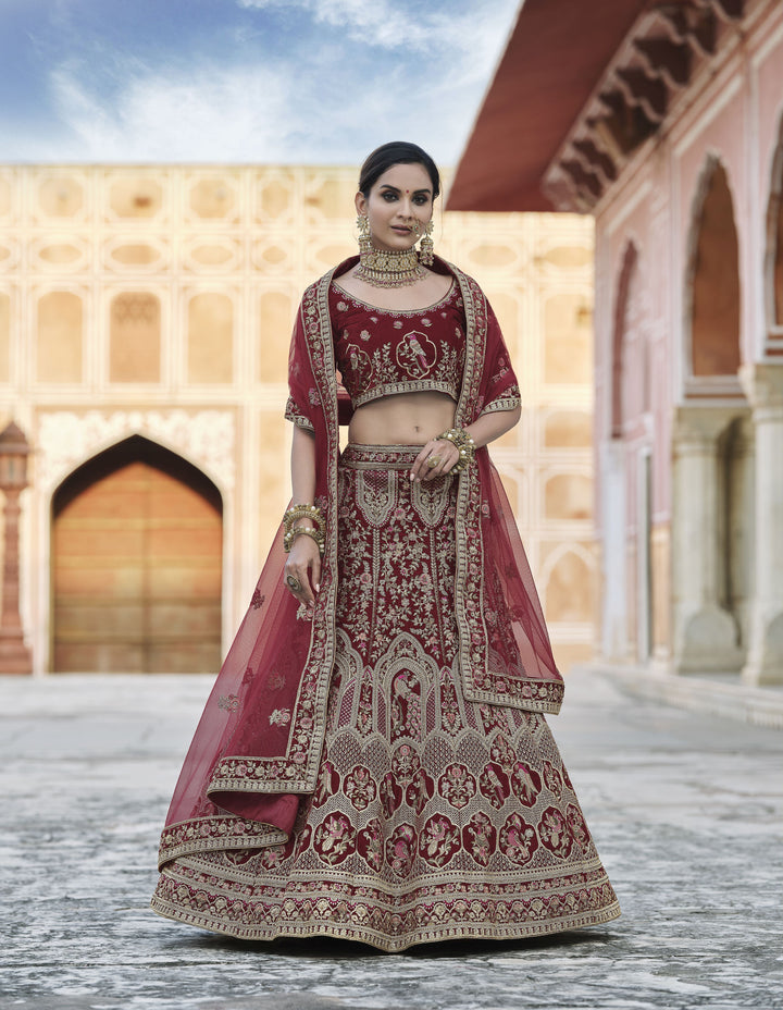 Velvet Heavy Embroidery Lehenga | Ideal for Weddings and Special Events