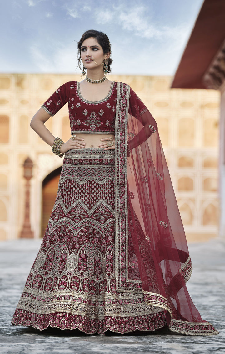 Elegant Heavy Embroidered Velvet Lehenga | Perfect for Weddings & Parties