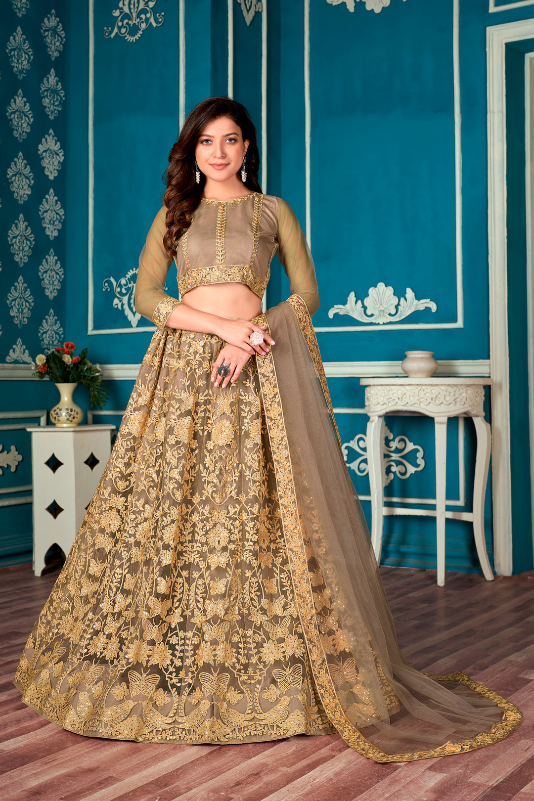 Designer Heavy Embroidery Net Lehenga | Perfect for Weddings & Events