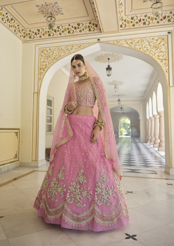 Elegant Soft-Net Lehenga with Dori & Sequins | Perfect for Weddings & Events