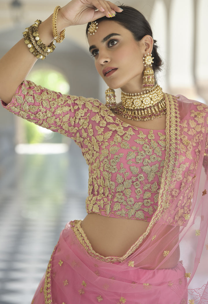 Elegant Soft-Net Lehenga with Dori & Sequins | Perfect for Weddings & Events