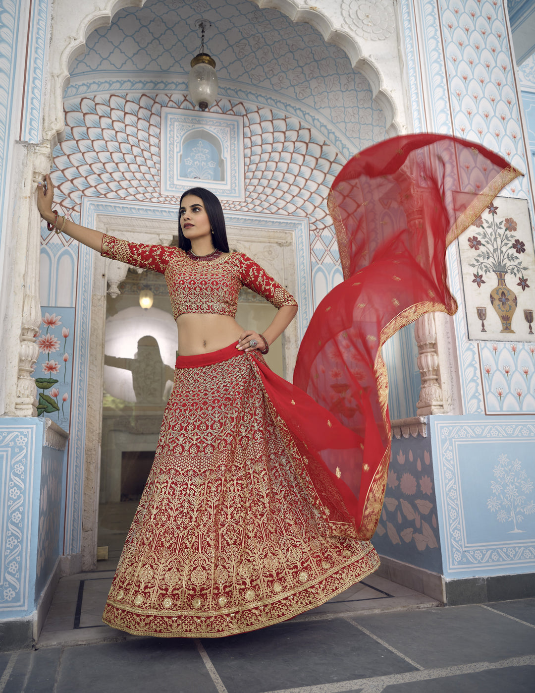 Designer Georgette Lehenga | Jari Embroidery Work for Wedding Events