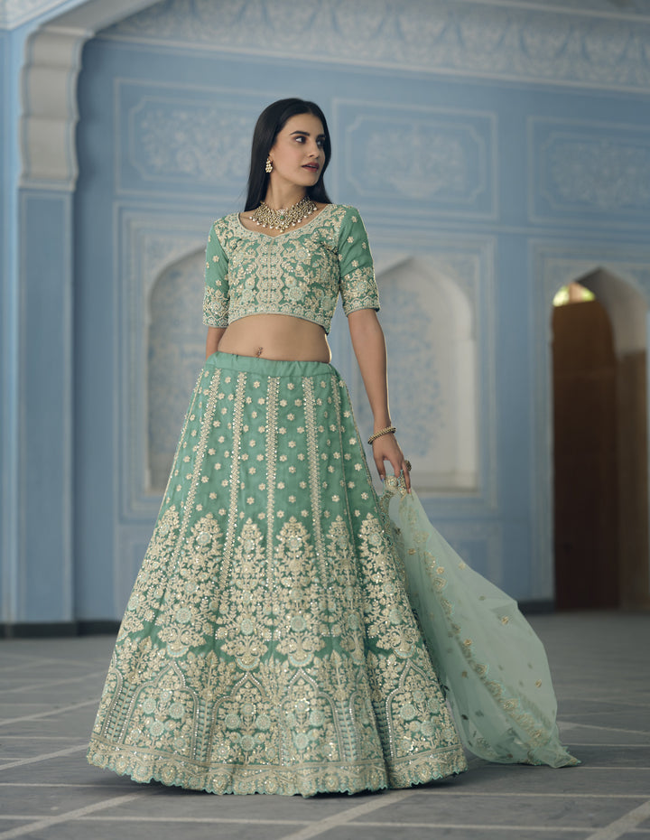 Organza Sequined Lehenga | Dori & Jari Embroidery for Weddings & Events