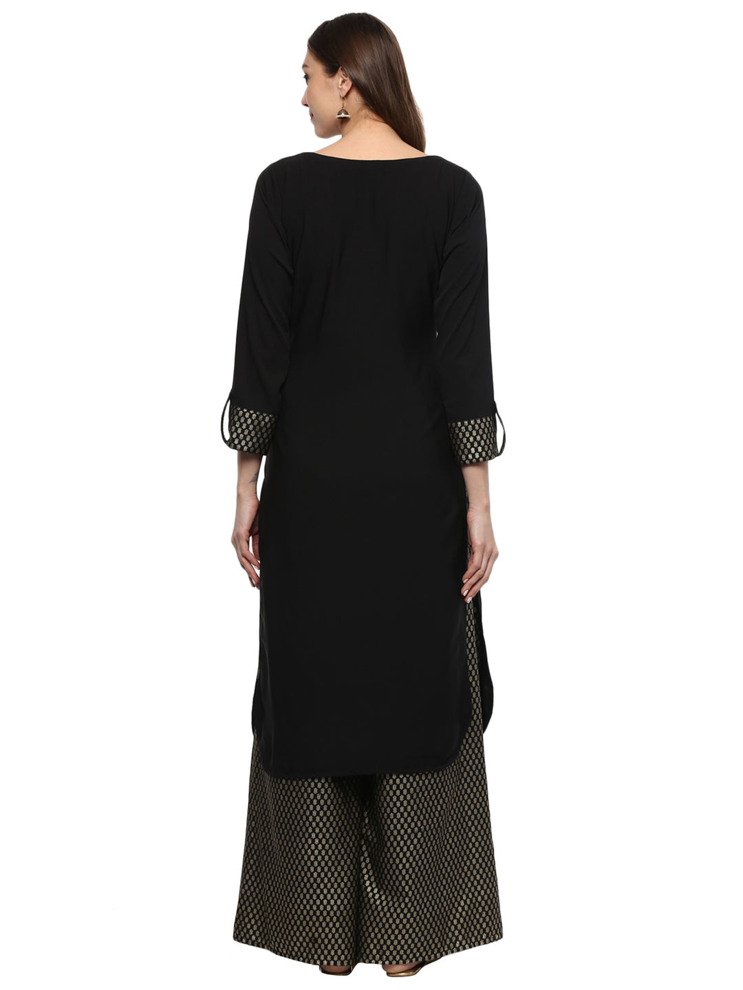 Stylish Black Kurti | Elegant Crepe with Designer Ethnic Foil Prints