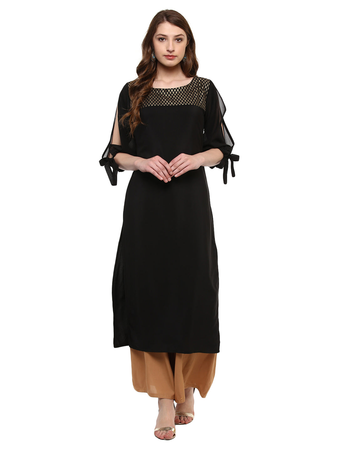 Stylish Black Kurti | Elegant Crepe with Solid Foil Print